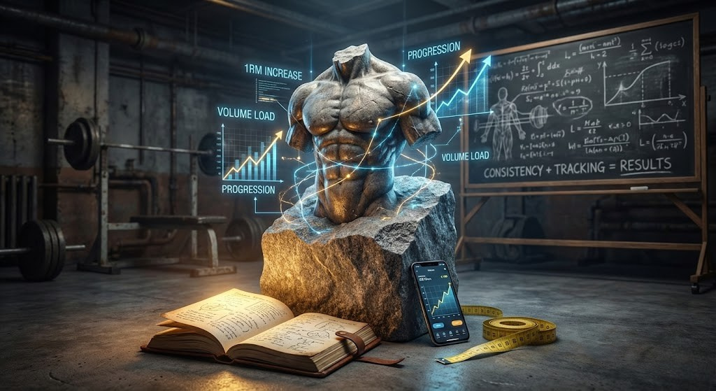 Dashboard de suivi de progression en musculation avec graphiques et statistiques